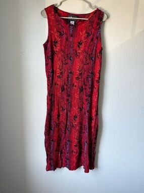 VTG SAG HARBOR Floral Sleeveless Midi Maxi Multi Color Dress Hippie Boho XL 1X